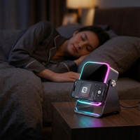 Nouveau support de téléphone haut-parleur sans fil à induction, rechargeable avec lumière RGB, lecteur de musique, support d'enceinte carré 5-en-1, vente chaude