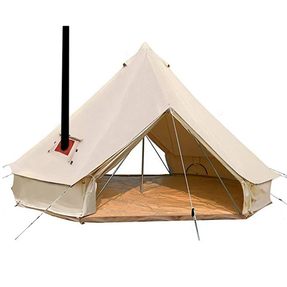 2019 חדש קמפינג יוקרה אוהל חדש תנור פעמון אוהל עם תנור חור