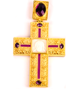 Modelo clásico de chapado en oro ortodoxa gran cruz Pectoral con Jesús icono de collar de aleación de obispo, sacerdote - Product Image 3