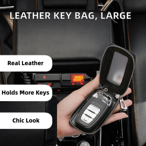 Elegante Bolsa para Llaves de Coche de Cuero Genuino con Cierre, Portátil, Duradera, de Gran Capacidad, Organizador de Llaves para el Hogar, Oficina y Viajes - Product Image 2