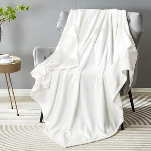 Custom Decorative Solid Lightweight Velvet Super Soft Micro Plush Flannel Fuzzy Fleece White <strong>Throw</strong> Blanket <strong>for</strong> Couch Sofa - Product Image 1