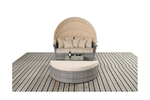 Muebles de Ratán de Diseño de Lujo para Balcón, Tumbona Redonda para Tomar el Sol al Aire Libre con Sombrilla - Product Image 2