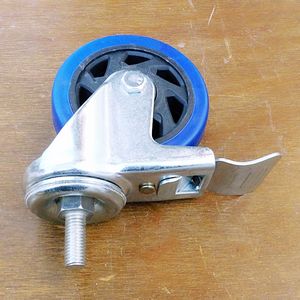 Roda de carrinho de borracha PU para móveis, carrinho de comida em aço inoxidável resistente, freio giratório de travamento, rodas industriais de <span class=keywords><strong>3</strong></span> 4 5 polegadas - Product Image 2