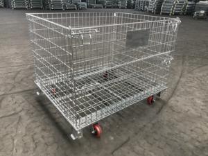 Cesta de almacenamiento industrial, jaula plegable, contenedor de malla de alambre, caja de bandeja, bandeja de almacenamiento de Metal plegable - Product Image 3