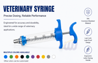 Seringue vétérinaire en plastique et acier TPX WANJIA, seringue à embout Luer Lock réglable pour animaux, injecteur pour bovins, ovins, porcins, utilisation en élevage