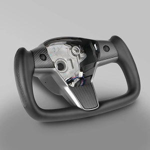 Volant Yoke pour <span class=keywords><strong>Tesla</strong></span> <span class=keywords><strong>Model</strong></span> <span class=keywords><strong>3</strong></span> Y 2017-2022 2023, Chauffage en option, Personnalisé, Cuir et Fibre de Carbone, Accessoires Auto - Product Image 2