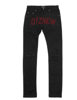 Pantalons en denim délavé personnalisés DiZNEW, pantalons déchirés brodés, couture, taille plus, rue, rock, jeans pour hommes