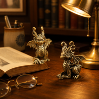 Figurine Dragon Laiton Vintage Mini Statue Dragon Chinois Antique Décoration Bureau Office Maison Collection Cadeau