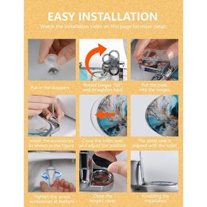 ที่นั่งชักโครกเรซินแวววาวสีทองทนทานดีไซน์ยาวทำความสะอาดง่ายนุ่มปิดเร็วบานพับปรับได้ฝาครอบอะคริลิค - Product Image 3