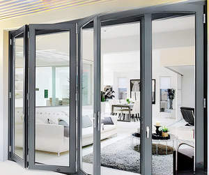 Portes pliantes <span class=keywords><strong>accordéon</strong></span> modernes en <span class=keywords><strong>aluminium</strong></span> insonorisé avec verre et maille plissée pour patio, fourniture directe usine - Product Image 4