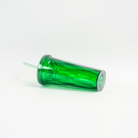 Gobelet à boisson portable en plastique AS transparent à double paroi de 20 oz, personnalisé avec impression de logo sur mesure du fabricant, avec paille et couvercle