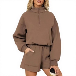 Ensemble Femme Automne 100% Coton Séchage Rapide, Col Montant Décontracté Brodé Logo Personnalisé Vintage, Fermeture Éclair 1/4, Haute Qualité, Meilleure Vente - Product Image 2