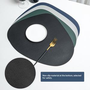 Irregular PU Leather Eco-Friendly Customizable Dining <b>Table</b> Mat Anti Slip Anti Scald <b>PC</b> Raised Point Design Hotel Western - Product Image 4