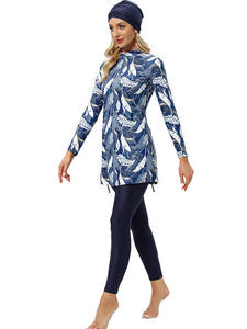 Ensemble de maillot de bain musulman pour femmes imprimé 2024, 3 pièces, conservateur, avec pantalon, protection UV, matière polyester/nylon - Product Image 2