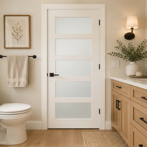 Porte intérieure française 30'' x 80'' avec 5 panneaux en verre trempé dépoli blanc <span class=keywords><strong>apprêt</strong></span>é pour garde-manger - Product Image 5