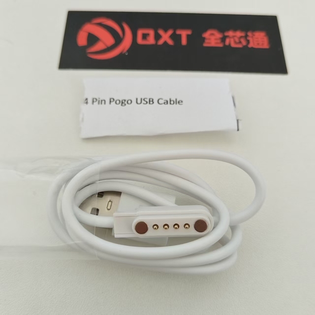 QXT 4 Pin Pogo USB Magnetic Charging Data Cable for Smart Watch Wristband GPS tracker 60CM