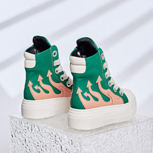 Yeni gelenler PU ayakkabıları lüks eğitmenler ayak bileği kadınlar <span class=keywords><strong>Sneakers</strong></span> yüksek üst platformu Streetwear daireler siyah Zip <span class=keywords><strong>Sneakers</strong></span> çizmeler - Product Image 3