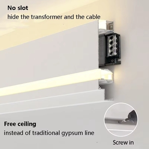 Perfil de aluminio LED para iluminación de pared, montaje en superficie sin techo, lámpara decorativa de esquina superior, canal de luz para tira de yeso - Product Image 4