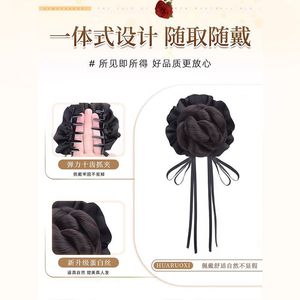 Chignon à clipser en ruban noir avec texture réaliste pour femmes, accessoires de coiffure - Product Image 5