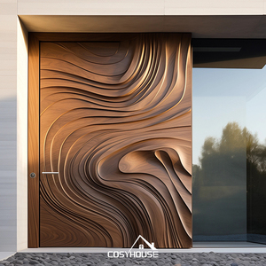 Puerta de seguridad de madera maciza de entrada frontal de estilo lujoso con luz lateral, puerta exterior abierta con pivote antirrobo para apartamentos y villas - Product Image 1