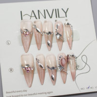 Uñas postizas RONIKI de primera calidad, hechas a mano, con forma de almendra cuadrada, diseño personalizado, de fácil aplicación, bajo pedido mínimo y entrega rápida.