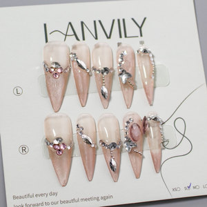 RONIKI <span class=keywords><strong>Faux</strong></span> ongles artisanaux de qualité supérieure, forme cercueil ou carrée, à motif <span class=keywords><strong>dessin</strong></span>é à la main, à coller, faible MOQ, livraison rapide - Product Image 5