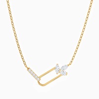 Collier chaîne plaqué or 18 carats en forme de U, double couche, zircone, design géométrique minimaliste, polyvalent pour le quotidien