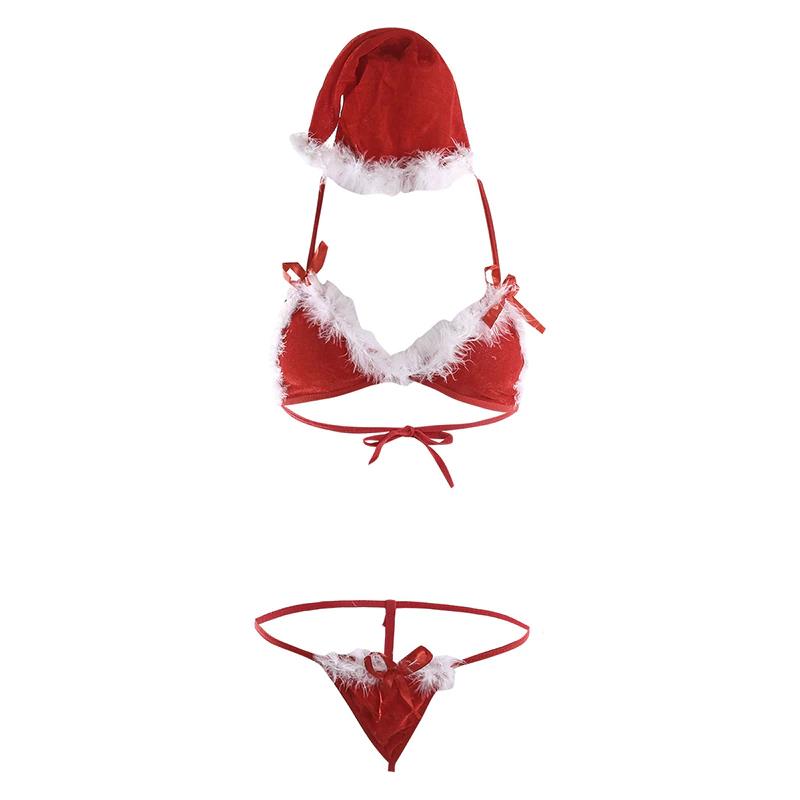Sexy Santa Lingerie Lady Christmas Bikini Sets Bra G-String Thong Hat 3Pcs Bandage Exotic Set With Feather| Alibaba.com Sexy Santa Lingerie Lady Christmas Bikini Sets Bra G-String Thong Hat 3Pcs Bandage Exotic Set With Feather| Alibaba.com