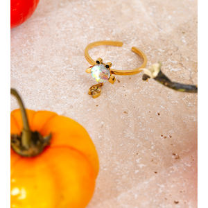 JINYOU 5149調節可能なオープン薄いリング夢のような色樹脂金属フクロウリング金メッキ付きステンレス鋼ジュエリー - Product Image 3