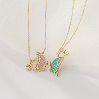 Ensemble de 2 pièces collier papillon pour femmes, amitié, ras du cou, bijoux Couple BFF, pendentif, amour, cadeaux, collier pour fille