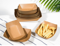 Boîte d'emballage pour plateau de poulet frit et de chips de patate douce, boîtes en papier jetables, boîte en papier kraft en forme de bateau