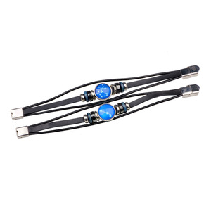 Pulsera Constellation tejida de cuero genuino con bisel de cristal azul, joyería de regalo para hombres y mujeres - Product Image 4