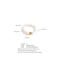 JINYOU 3381 Exquisiter Simulierter Perlenring Edelstahl Vergoldeter Perlen-Elastikring Schmuck zum Verschenken