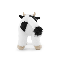 Peluche super mignonne de 20 cm en position debout, chèvre des montagnes blanche, vache brune