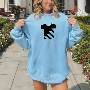 Sudadera de Cuello Alto Azul, Holgada, de Algodón, con Bordado Personalizado de Alta Calidad, Diseño de Primavera, Venta Caliente del Fabricante - Product Image 3