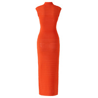 Robe longue tricotée sans manches pour femme, col montant, style européen, moulante, élégante et raffinée, pour l'été