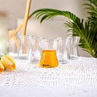 Gelas teh Turki bentuk labu polos bening 4OZ berkelanjutan Set mesin bawah mulut lebar cangkir kopi Tumbler kaca ditiup
