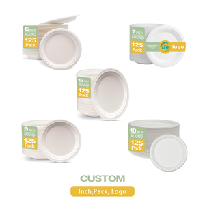 Khay giấy bã mía tròn 10 inch, dùng một lần, phân hủy sinh học, bán buôn - Product Image 2