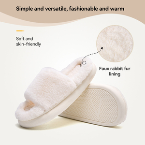 Pantoufles douillettes pour femmes à bandes croisées, en mousse à mémoire de forme, à bout ouvert, en peluche - Product Image 3