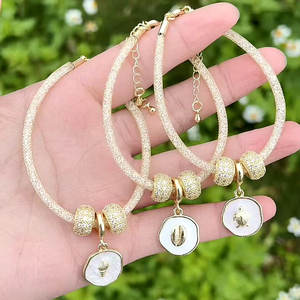 Pulsera con abalorio de árbol de <span class=keywords><strong>coco</strong></span>/seta/pimienta esmaltada estilo costero de estilo costero, colgante de árbol de <span class=keywords><strong>coco</strong></span> esmaltado, pulsera de cuentas de bola - Product Image 3