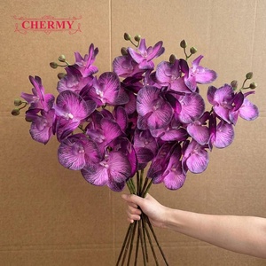 DC209 Orchidee Artificiali All'Ingrosso, Phalaenopsis Dendrobium, Orchidea Farfalla in Lattice, <span class=keywords><strong>7</strong></span> Teste, Fiori Artificiali <span class=keywords><strong>di</strong></span> Orchidea Effetto Reale - Product Image 1