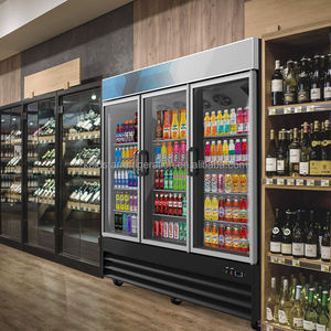 Refrigerador Vertical Comercial para Supermercados, con 3 Puertas de Vidrio, Exhibidor de Bebidas, Enfriador Vertical de Una Sola Temperatura - Product Image 2