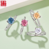Bague en argent sterling 925 plaqué rhodium avec moissanite couleur D 1 carat, lettre HW, tige droite et serti en V pour femme