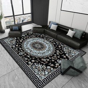 Tapis et carpettes noirs et bleus pour salon, grand tapis persan vintage personnalisé, imprimé, moelleux, lavable, tapis de chambre à coucher - Product Image 1
