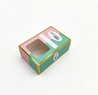 Boîte cadeau en papier à fermeture automatique personnalisée avec fenêtre en PET, bord doré, pliable, pour emballage alimentaire, chocolat, bonbons