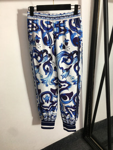 Nuova tuta sportiva blu e bianca con colletto rialzato stampato giacca con cerniera a maniche lunghe + lettera pantaloni Casual dritti - Product Image 5