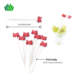 Palitos <span class=keywords><strong>de</strong></span> fruta desechables <span class=keywords><strong>de</strong></span> madera natural 9cm <span class=keywords><strong>cangrejo</strong></span> rojo <span class=keywords><strong>de</strong></span> bambú para acampar - Product Image 1