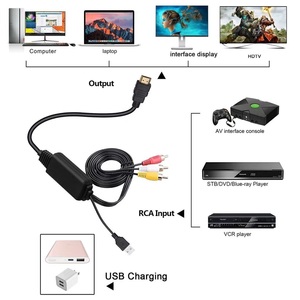 <span class=keywords><strong>Adaptateur</strong></span> <span class=keywords><strong>RCA</strong></span> vers HDTV Composite 1,5 m avec Charge USB, Mini Convertisseur AV CVBS, Gaine PVC, Blindage Combiné pour Ordinateurs HDTV 1080P - Product Image 4
