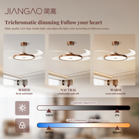 Ventilateur de plafond à projection de pétales JianGao Invisible 42 pouces, lumière crème, abat-jour vertical rétractable, lampe de décoration pour la maison