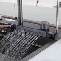 Évier de cuisine encastrable en acier inoxydable à cuve unique Flying Rain Waterfall avec robinet extractible moderne